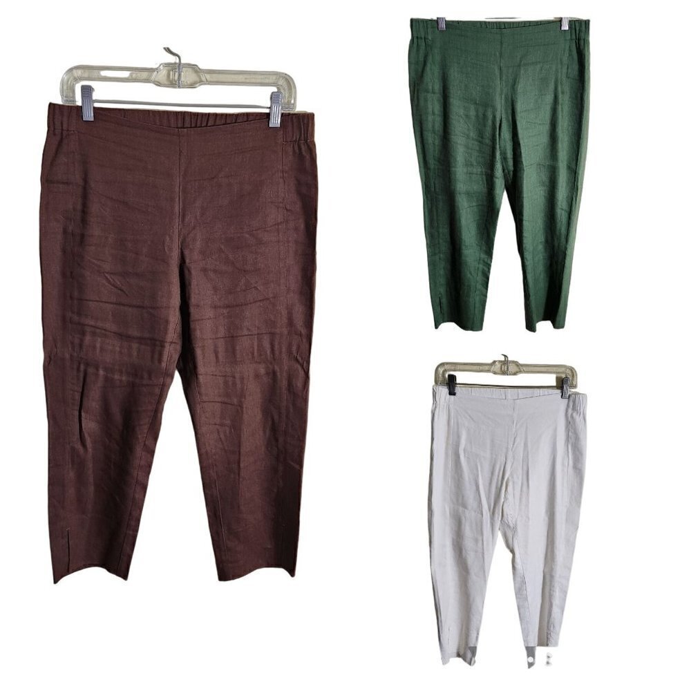 J. Jill Lot Of 3 Stretch Linen Blend Pull On Pants Size S